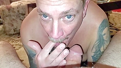 Milf & huge cock in her mouth